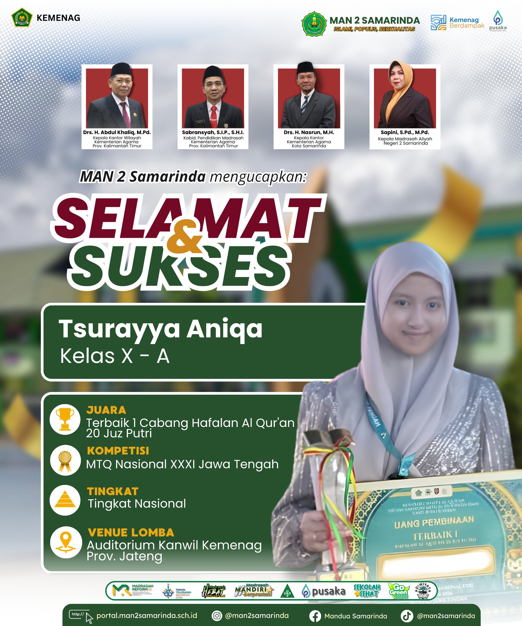 Siswa MAN 2 Samarinda Raih Juara Terbaik 1 MTQ Nasional XXXI