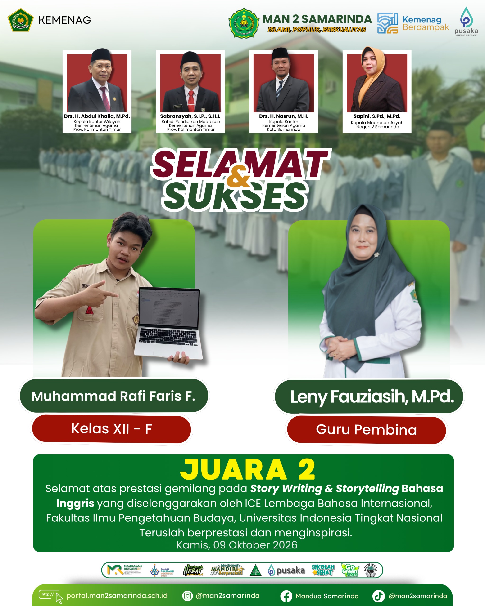 Rafi Harumkan MAN 2 Samarinda di Ajang Nasional